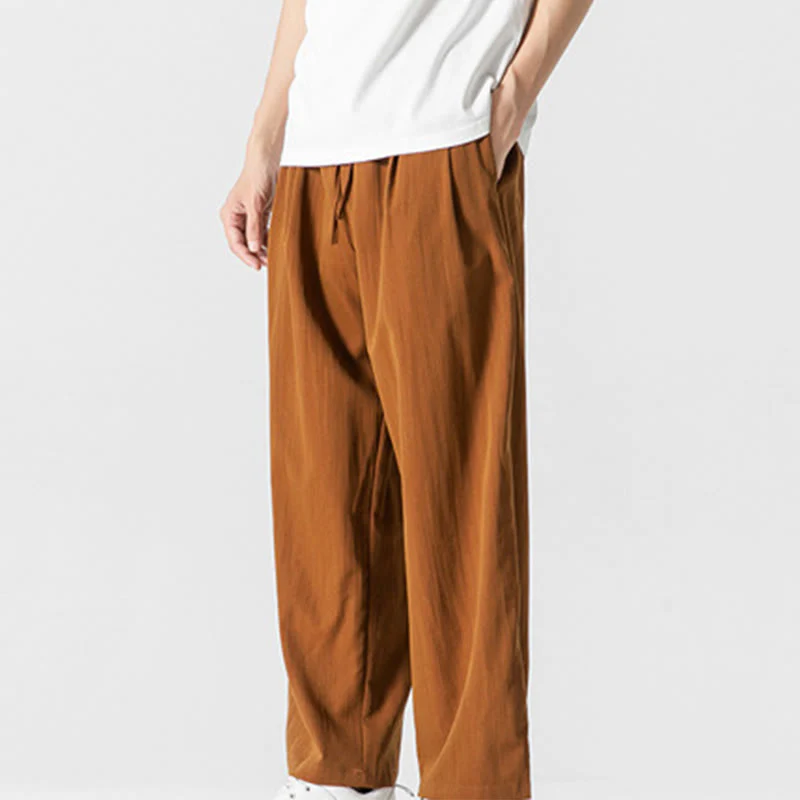 Pantaloni da uomo in cotone e lino con coulisse, con tasche, modello Buddha Stones, casual, estivi, semplici, a gamba dritta - Image 33