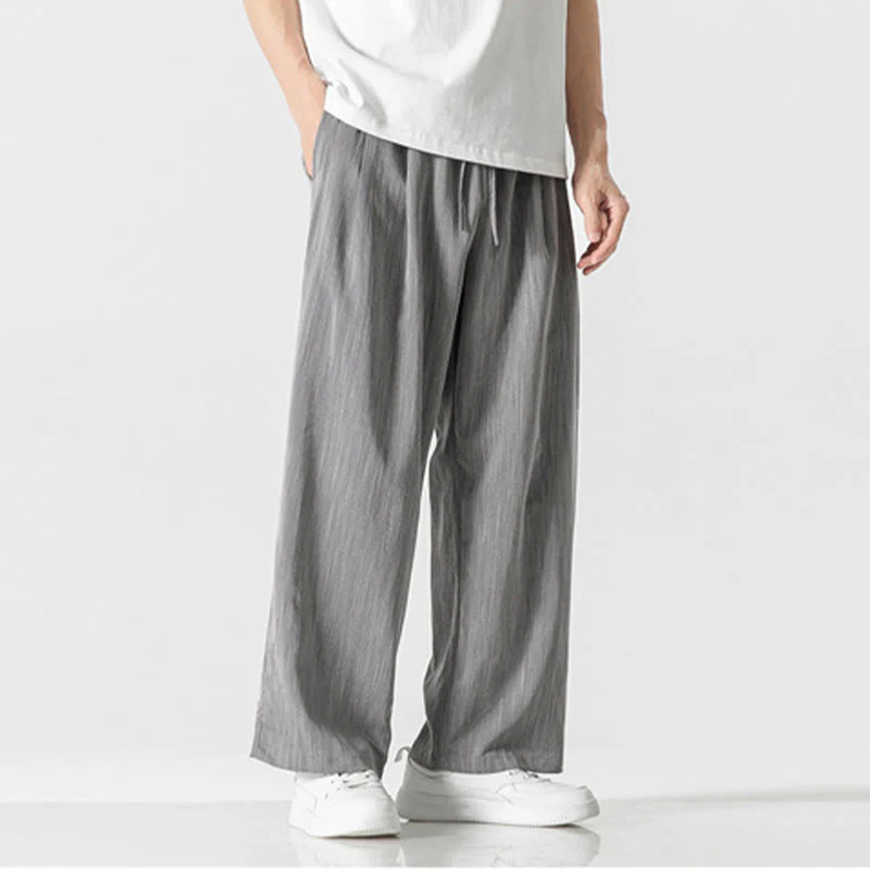 Pantaloni da uomo in cotone e lino con coulisse, con tasche, modello Buddha Stones, casual, estivi, semplici, a gamba dritta - Image 4