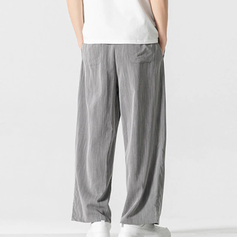 Pantaloni da uomo in cotone e lino con coulisse, con tasche, modello Buddha Stones, casual, estivi, semplici, a gamba dritta - Image 5