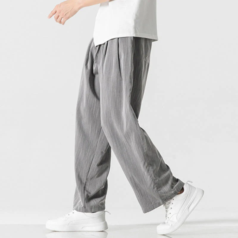 Pantaloni da uomo in cotone e lino con coulisse, con tasche, modello Buddha Stones, casual, estivi, semplici, a gamba dritta - Image 6