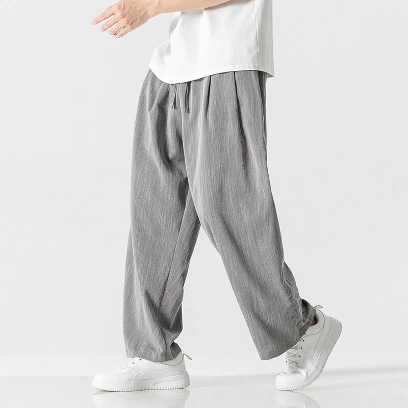 Pantaloni da uomo in cotone e lino con coulisse, con tasche, modello Buddha Stones, casual, estivi, semplici, a gamba dritta - Image 7