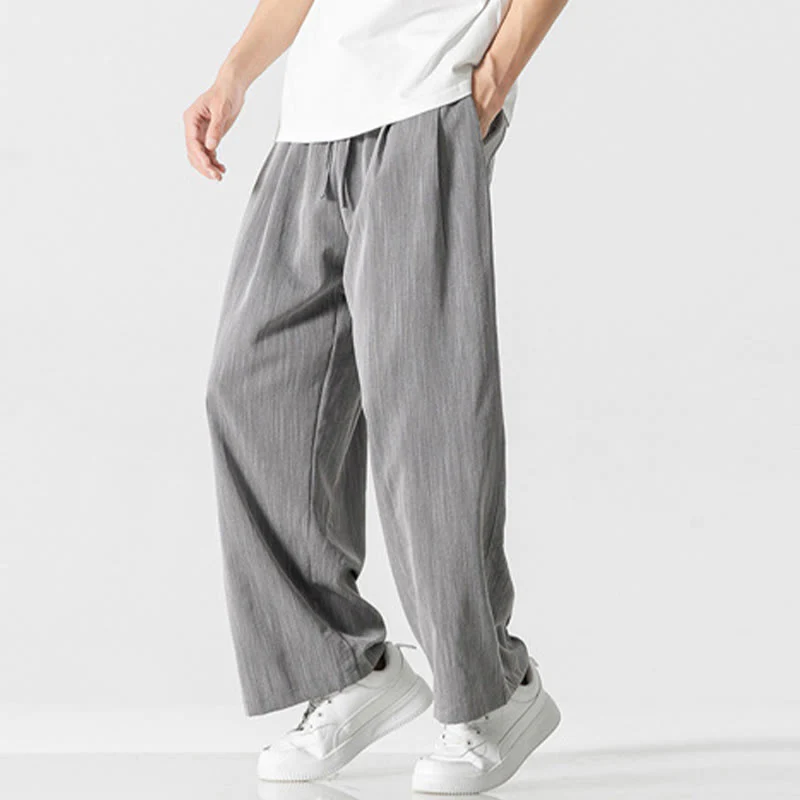 Pantaloni da uomo in cotone e lino con coulisse, con tasche, modello Buddha Stones, casual, estivi, semplici, a gamba dritta - Image 8
