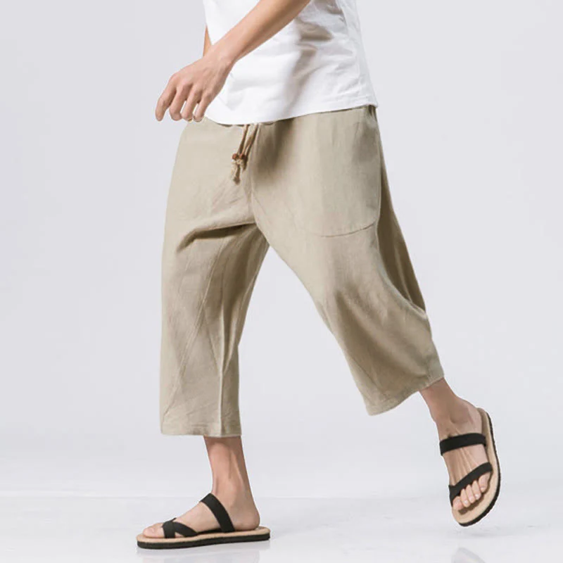 Pantaloni da uomo con coulisse, lunghezza 7-8, casual, semplici e semplici, con tasche, modello Buddha Stones - Image 15