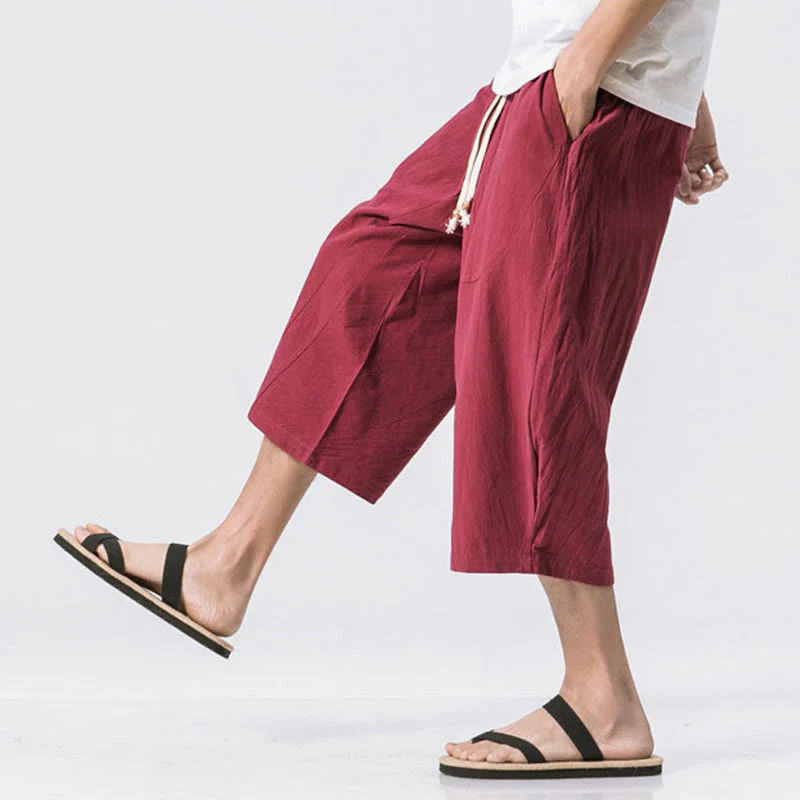 Pantaloni da uomo con coulisse, lunghezza 7-8, casual, semplici e semplici, con tasche, modello Buddha Stones - Image 6