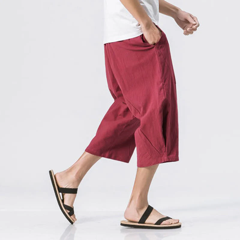 Pantaloni da uomo con coulisse, lunghezza 7-8, casual, semplici e semplici, con tasche, modello Buddha Stones - Image 8