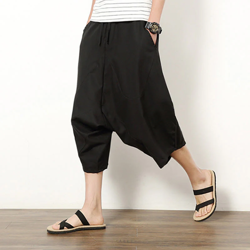 Pantaloni da uomo in cotone e lino con coulisse, modello Buddha Stones, modello primavera, semplici e patchwork, con tasche, lunghezza 7-8 - Image 19
