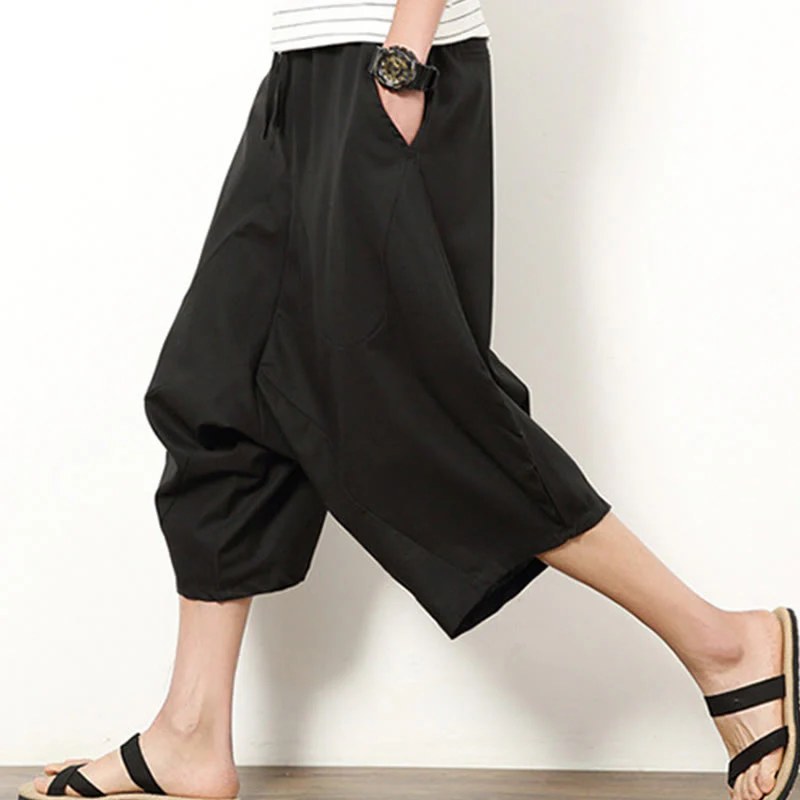 Pantaloni da uomo in cotone e lino con coulisse, modello Buddha Stones, modello primavera, semplici e patchwork, con tasche, lunghezza 7-8 - Image 21