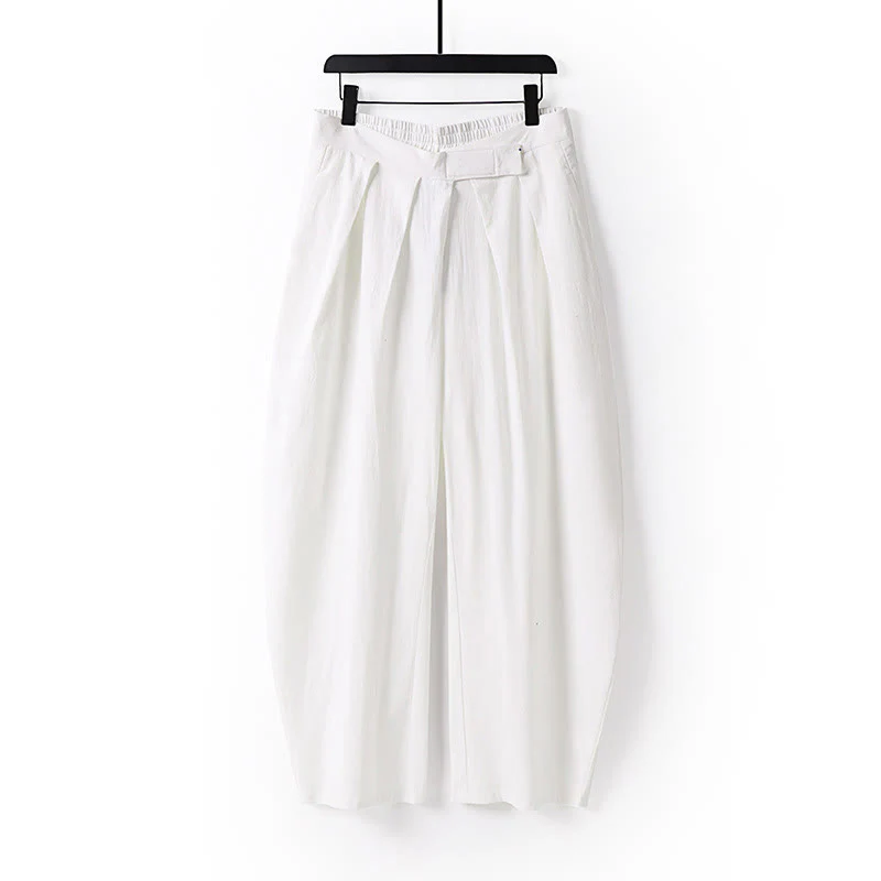 Pantaloni da uomo in cotone e lino con tasche, modello Buddha Stones, gamba dritta e cerniera - Image 11