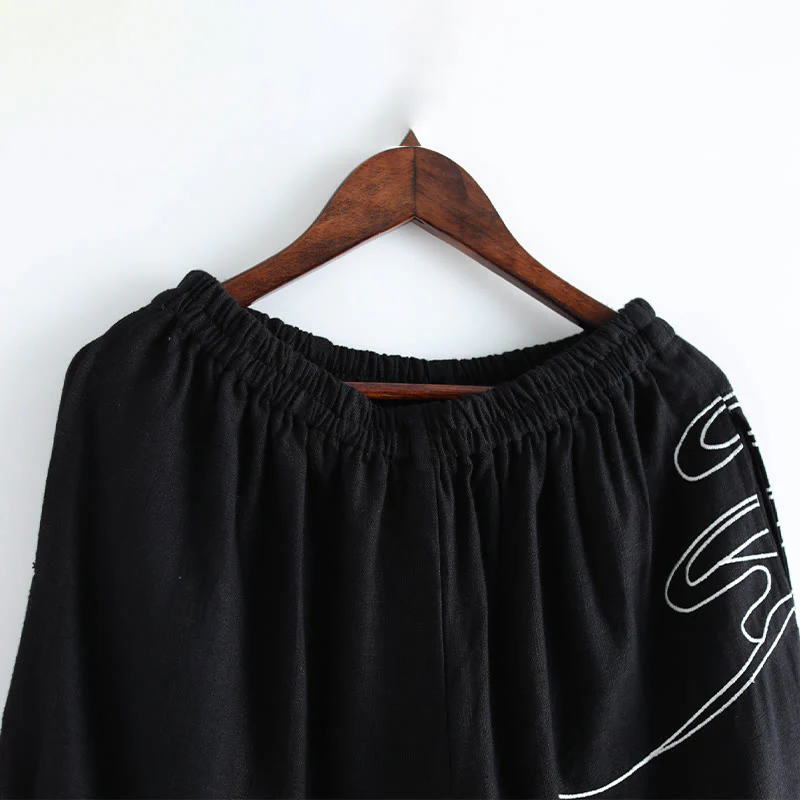Pantaloni da uomo in cotone etnico con tasche, elastico in vita , Buddha Stones nuvole - Image 10