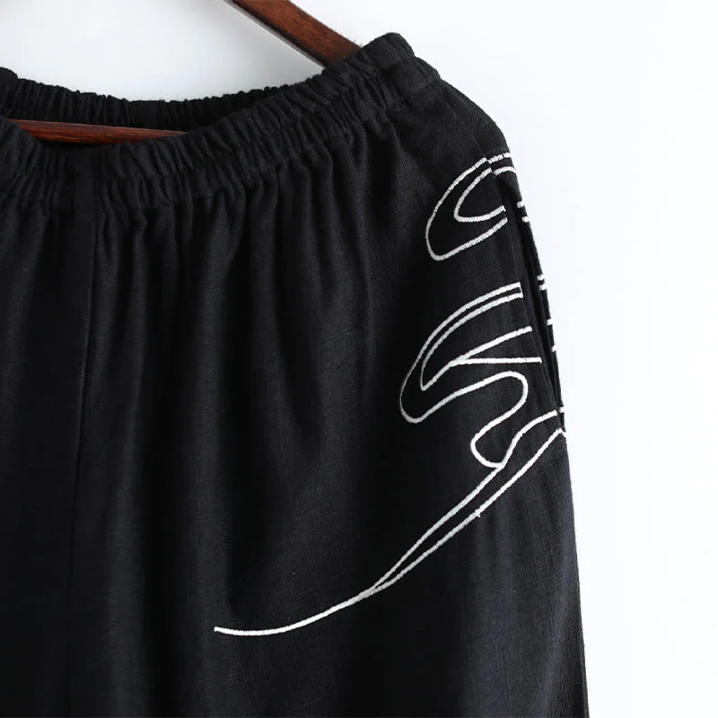 Pantaloni da uomo in cotone etnico con tasche, elastico in vita , Buddha Stones nuvole - Image 11