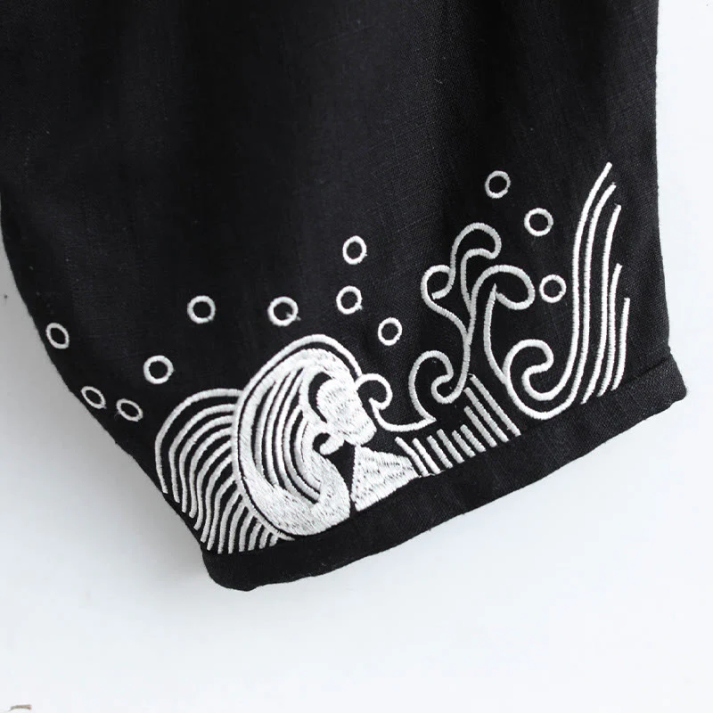 Pantaloni da uomo in cotone etnico con tasche, elastico in vita , Buddha Stones nuvole - Image 12