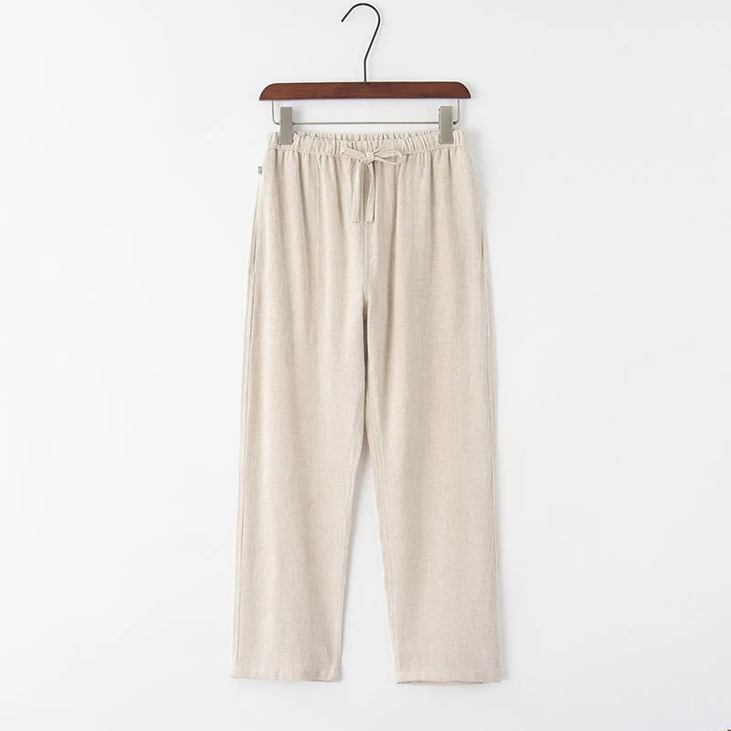 Pantaloni da uomo in lino con coulisse e tasche , Buddha Stones, primavera estate - Image 7