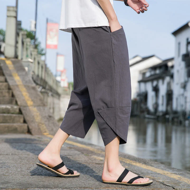 Pantaloni da uomo in lino e cotone, con coulisse, lunghezza 7-8, con tasche, modello Buddha Stones, casual, semplici e semplici, con design affusolato. - Image 12