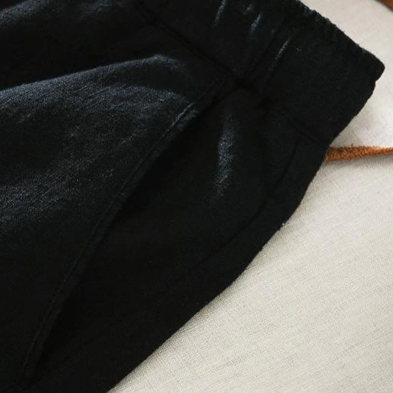 Pantaloni da uomo in lino ramiè con coulisse estiva casual Buddha Stones con tasche - Image 12