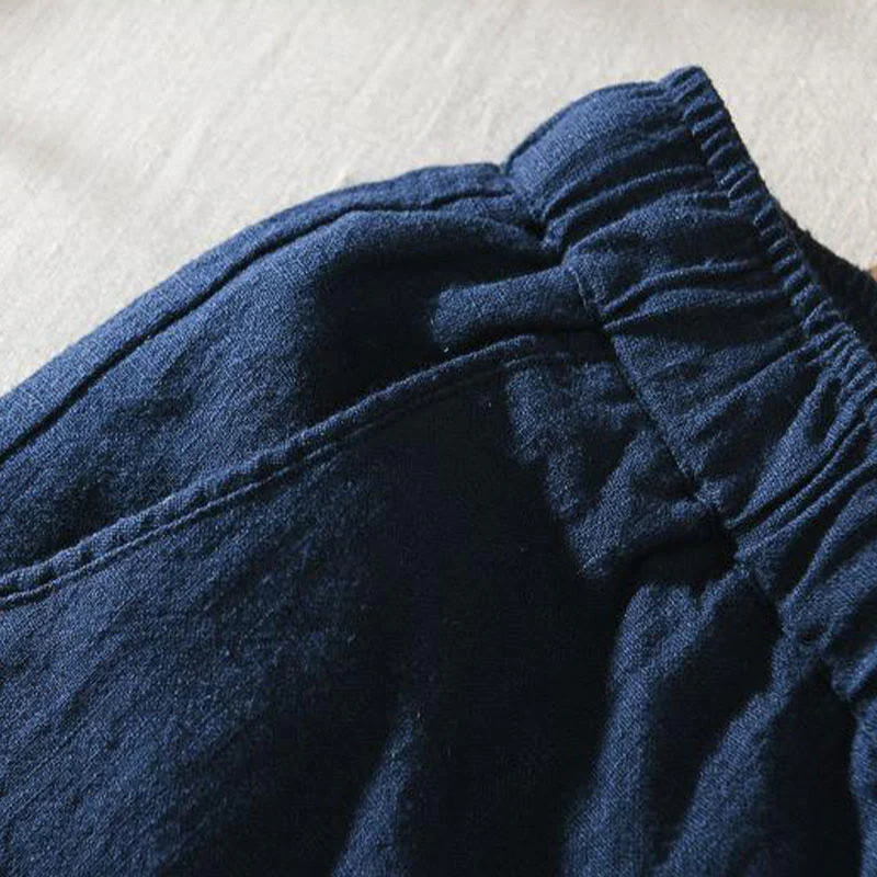 Pantaloni da uomo in lino ramiè con coulisse estiva casual Buddha Stones con tasche - Image 16