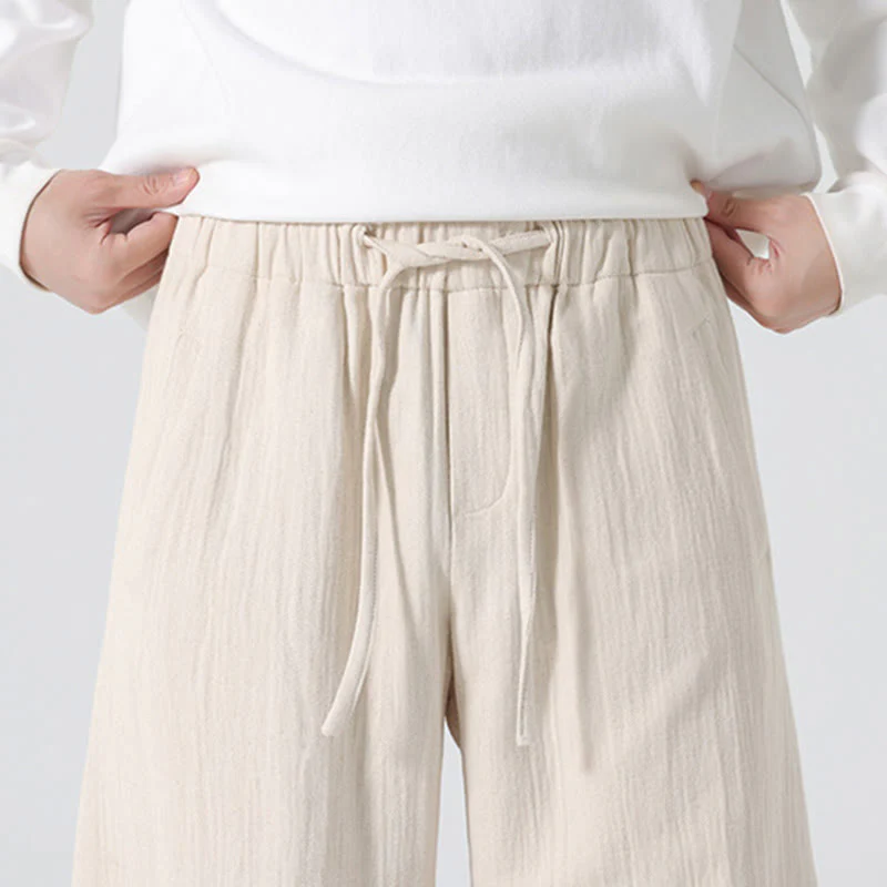 Pantaloni da uomo a gamba larga in stile zen cinese con coulisse e tasche, stile Buddha Stones Daily - Image 7