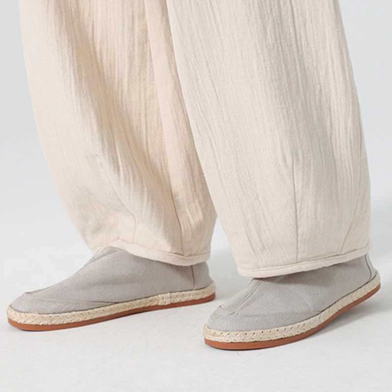 Pantaloni da uomo a gamba larga in stile zen cinese con coulisse e tasche, stile Buddha Stones Daily - Image 8