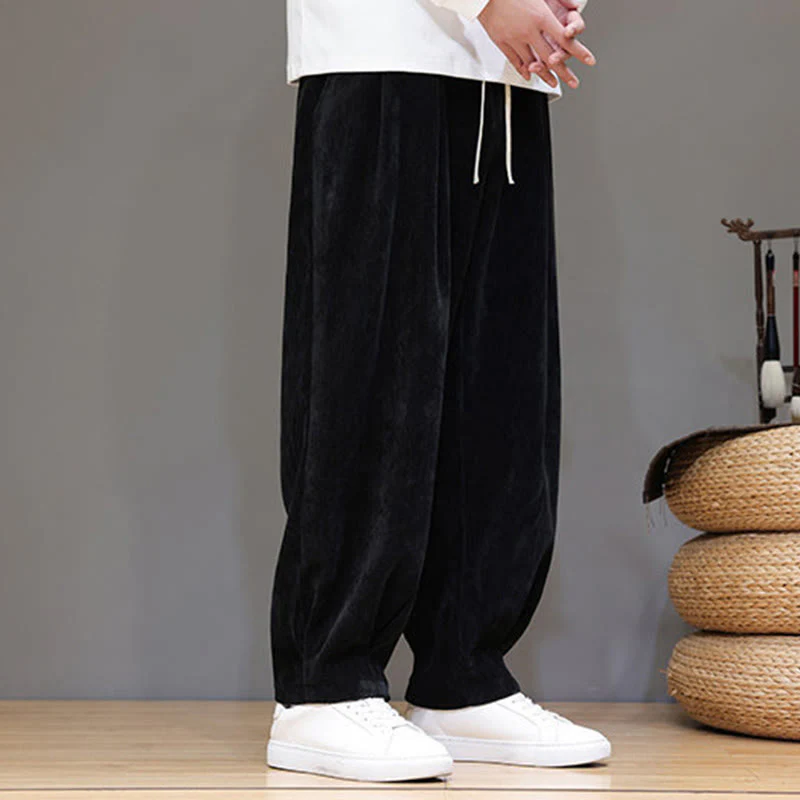 Pantaloni da uomo in puro cotone invernale con fodera in pile spesso e tasche , Buddha Stones - Image 12