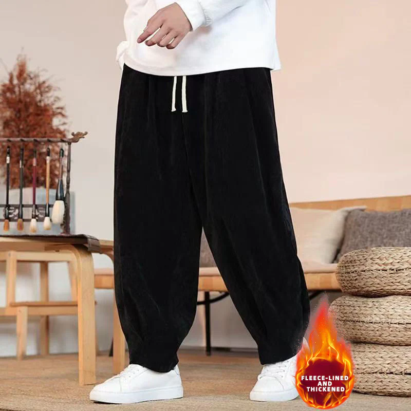 Pantaloni da uomo in puro cotone invernale con fodera in pile spesso e tasche , Buddha Stones - Image 28