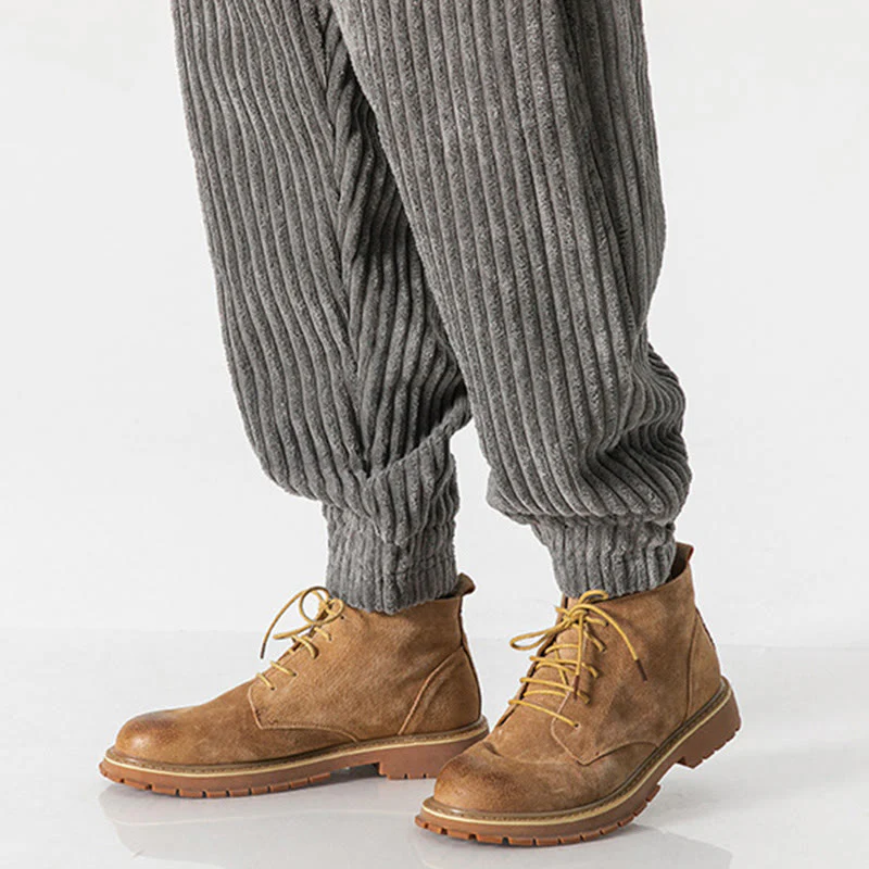 Pantaloni da uomo in velluto a coste alla caviglia con tasche, tinta unita, modello Buddha Stones Winter - Image 15