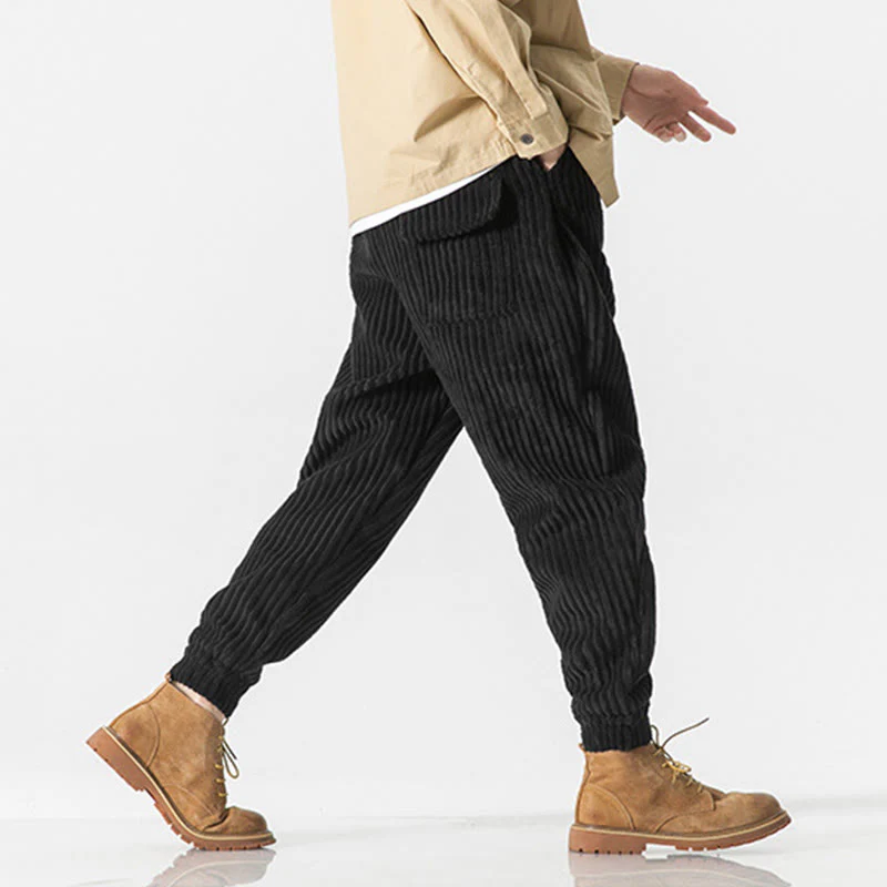 Pantaloni da uomo in velluto a coste alla caviglia con tasche, tinta unita, modello Buddha Stones Winter - Image 20