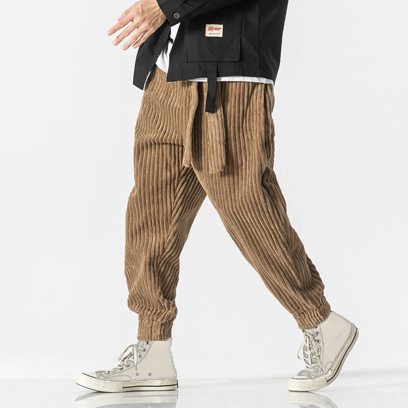 Pantaloni da uomo in velluto a coste alla caviglia con tasche, tinta unita, modello Buddha Stones Winter - Image 31