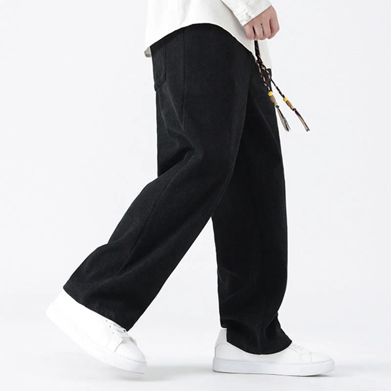 Pantaloni da uomo in velluto a coste con coulisse, tasche e bottoni a rana , Buddha Stones Fall Solid - Image 17