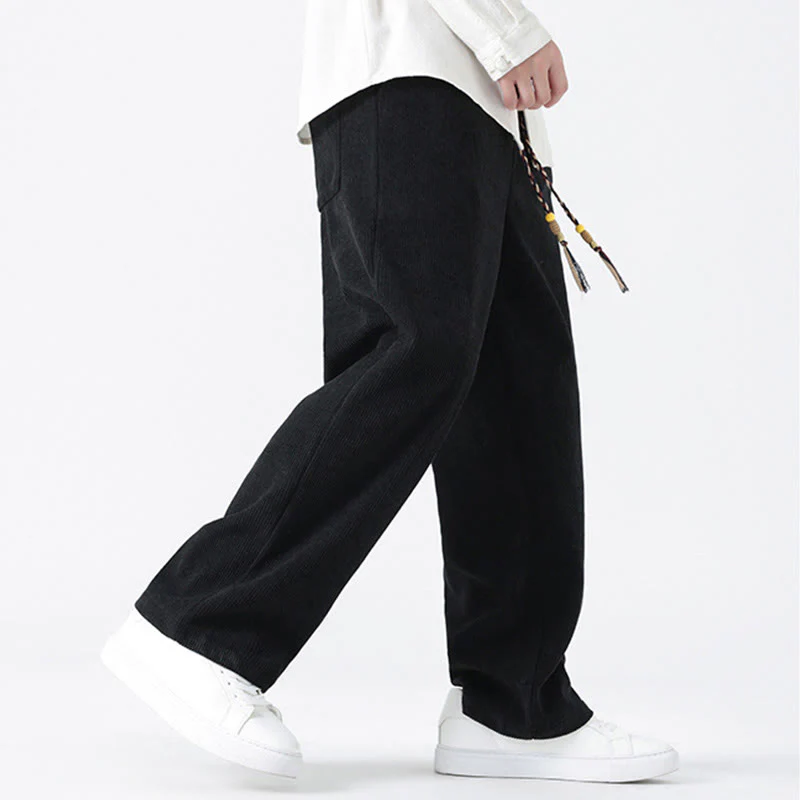 Pantaloni da uomo in velluto a coste con coulisse, tasche e design a rana cinese semplice Buddha Stones - Image 19