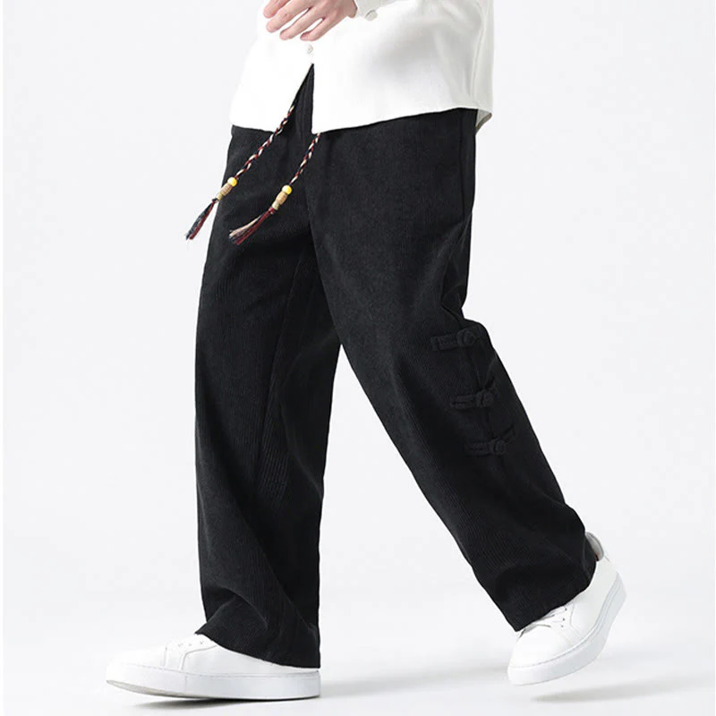 Pantaloni da uomo in velluto a coste con coulisse, tasche e design a rana cinese semplice Buddha Stones - Image 20