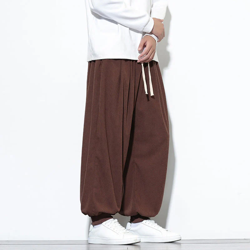 Pantaloni da uomo in velluto a coste di cotone con coulisse, modello semplice, modello Buddha Stones Fall Plain con tasche - Image 64
