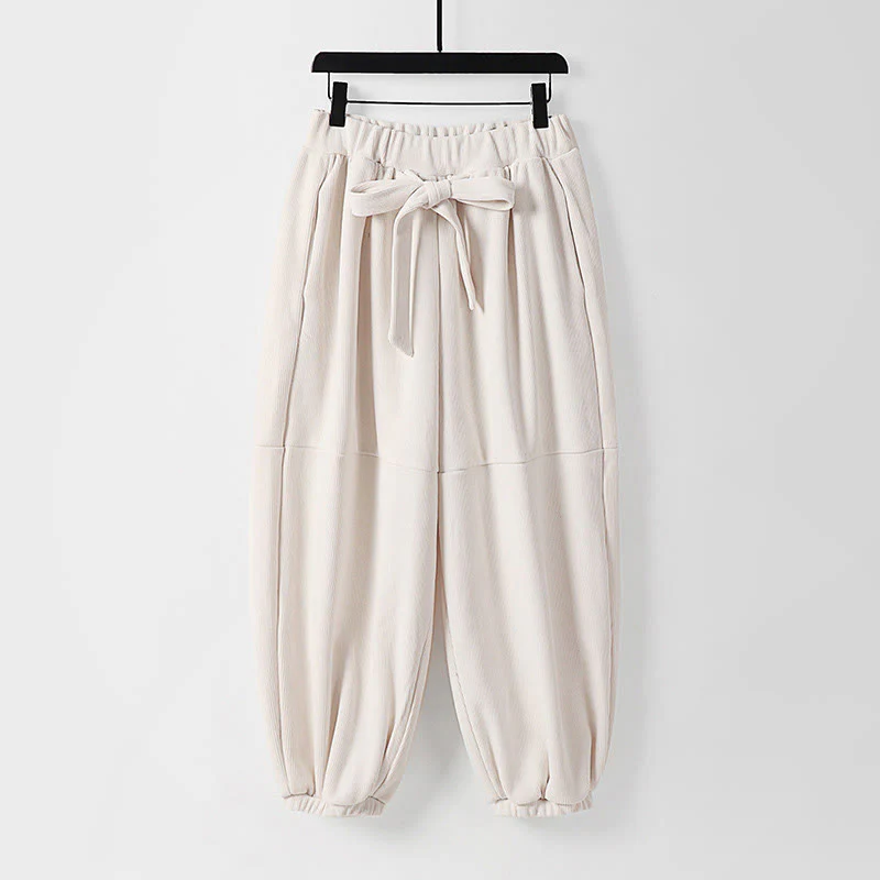 Pantaloni da uomo in velluto a coste di cotone con lacci e tasche, modello harem, tinta unita, invernali , Buddha Stones - Image 12