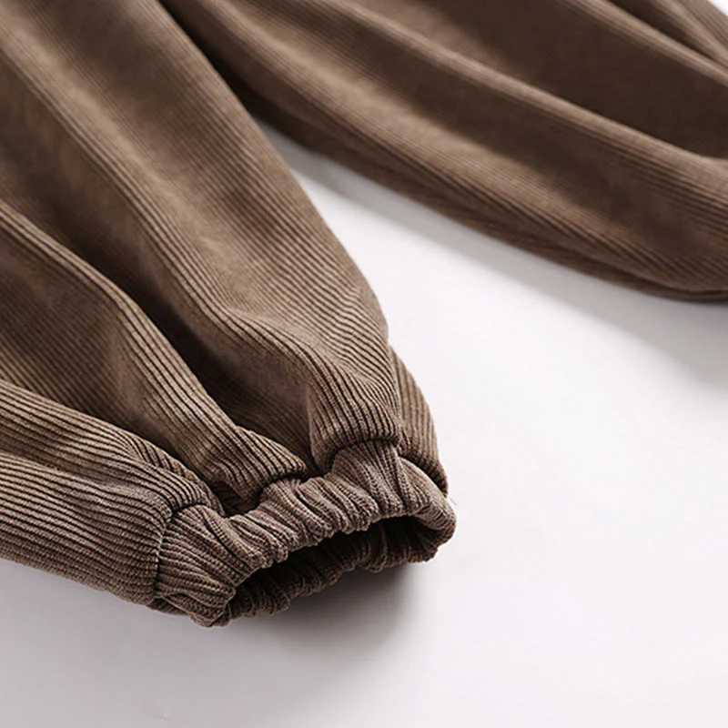 Pantaloni da uomo in velluto a coste di cotone con lacci e tasche, modello harem, tinta unita, invernali , Buddha Stones - Image 8
