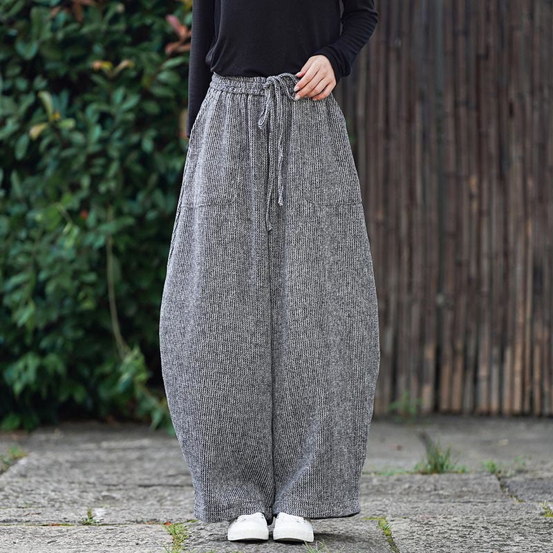 Pantaloni da uomo invernali Buddha Stones in cotone a vita alta con coulisse e tasche, colore puro - Image 32