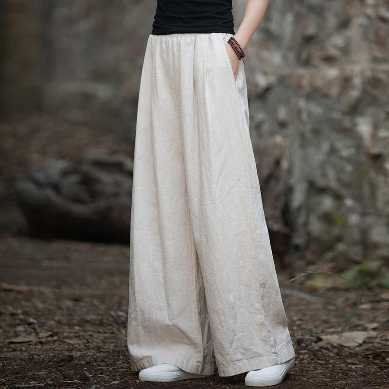 Pantaloni da yoga casual da donna con tasche e gamba larga retrò Buddha Stones - Image 11