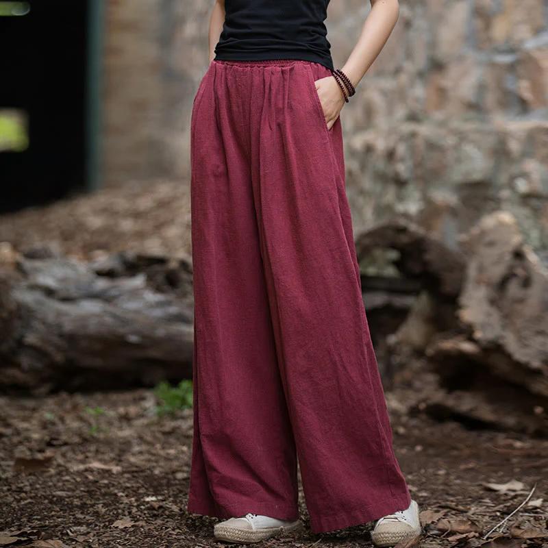 Pantaloni da yoga casual da donna con tasche e gamba larga retrò Buddha Stones - Image 15