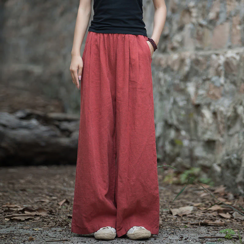 Pantaloni da yoga casual da donna con tasche e gamba larga retrò Buddha Stones - Image 25