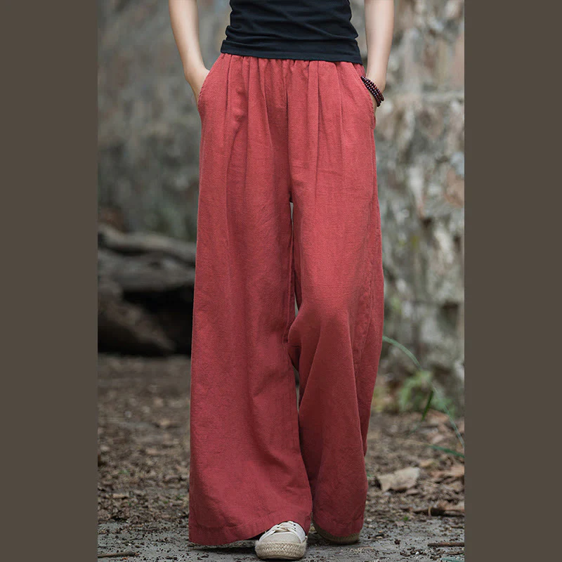 Pantaloni da yoga casual da donna con tasche e gamba larga retrò Buddha Stones - Image 26