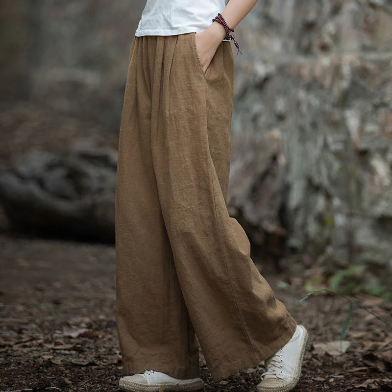 Pantaloni da yoga casual da donna con tasche e gamba larga retrò Buddha Stones - Image 29