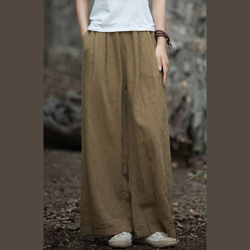 Pantaloni da yoga casual da donna con tasche e gamba larga retrò Buddha Stones - Image 30