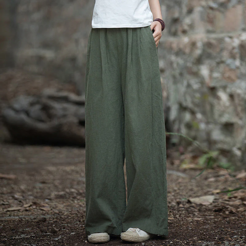 Pantaloni da yoga casual da donna con tasche e gamba larga retrò Buddha Stones - Image 33