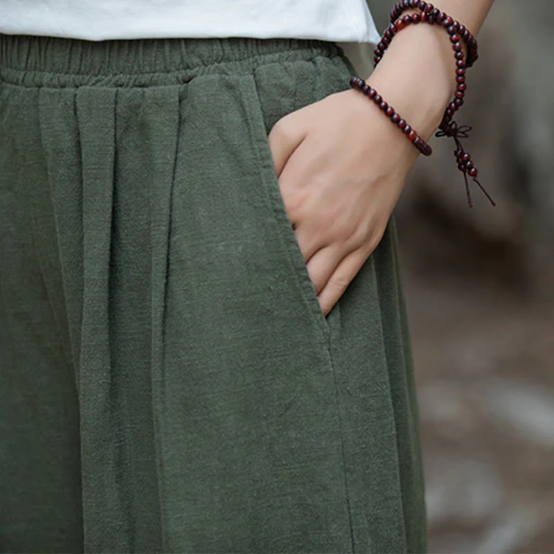 Pantaloni da yoga casual da donna con tasche e gamba larga retrò Buddha Stones - Image 35