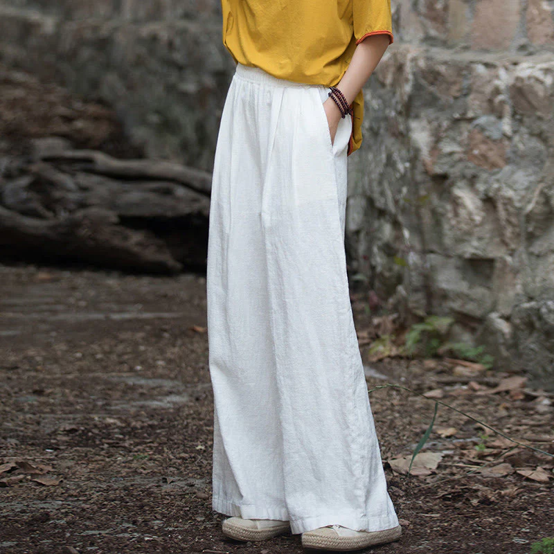 Pantaloni da yoga casual da donna con tasche e gamba larga retrò Buddha Stones - Image 6