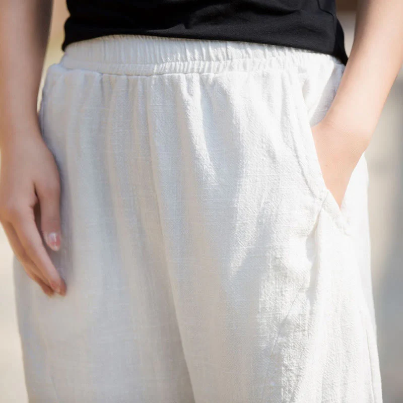 Pantaloni da yoga casual in lino e cotone ramiè Buddha Stones con tasche - Image 12