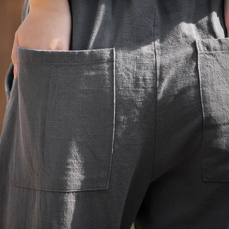 Pantaloni da yoga casual in lino e cotone ramiè Buddha Stones con tasche - Image 31
