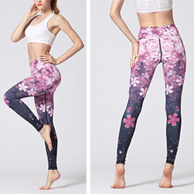 Pantaloni da yoga con stampa Buddha Stones Lines Weeds Sakura Flowers Black Tree, sportivi, fitness, yoga, leggings, pantaloni da yoga da donna - Image 27