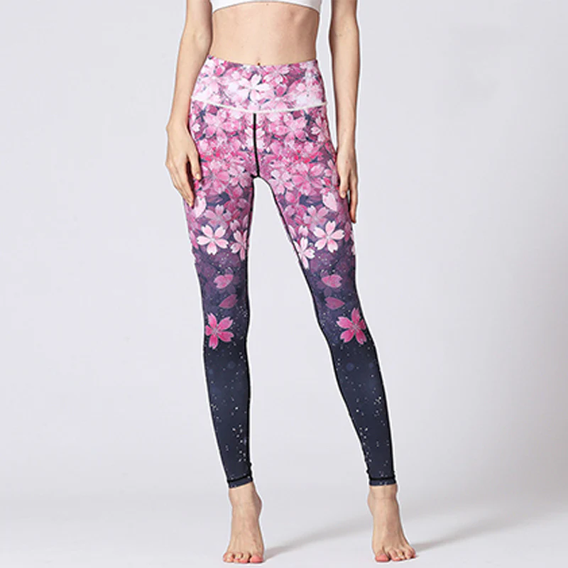 Pantaloni da yoga con stampa Buddha Stones Lines Weeds Sakura Flowers Black Tree, sportivi, fitness, yoga, leggings, pantaloni da yoga da donna - Image 30