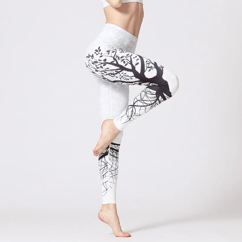 Pantaloni da yoga con stampa Buddha Stones Lines Weeds Sakura Flowers Black Tree, sportivi, fitness, yoga, leggings, pantaloni da yoga da donna - Image 31