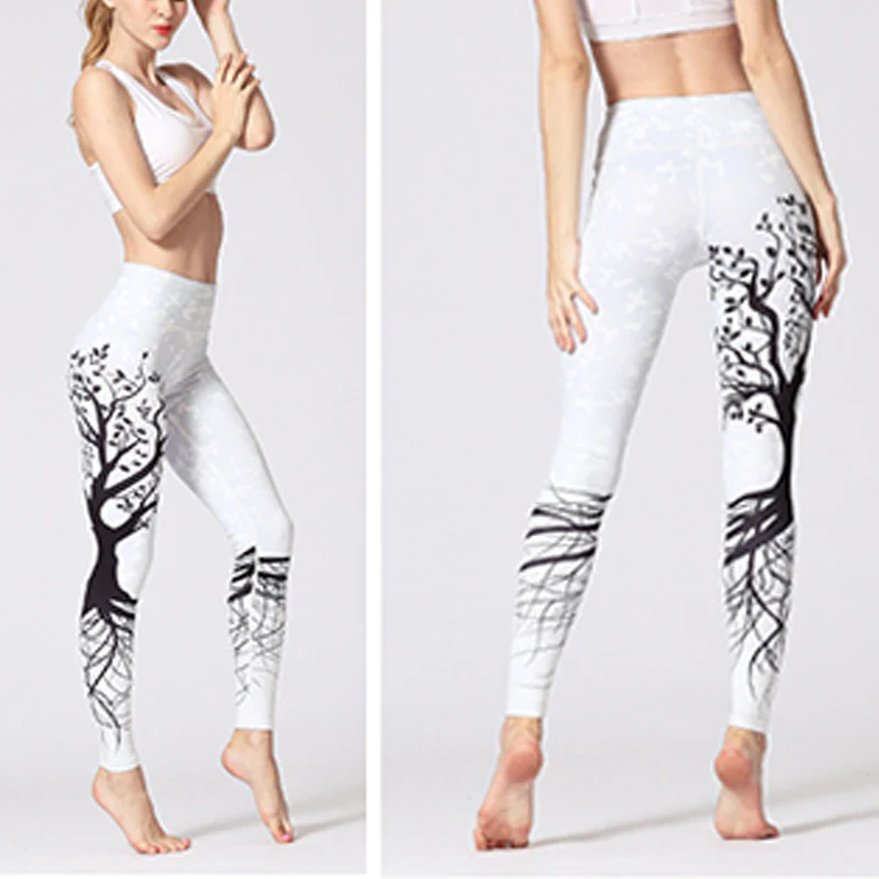 Pantaloni da yoga con stampa Buddha Stones Lines Weeds Sakura Flowers Black Tree, sportivi, fitness, yoga, leggings, pantaloni da yoga da donna - Image 32