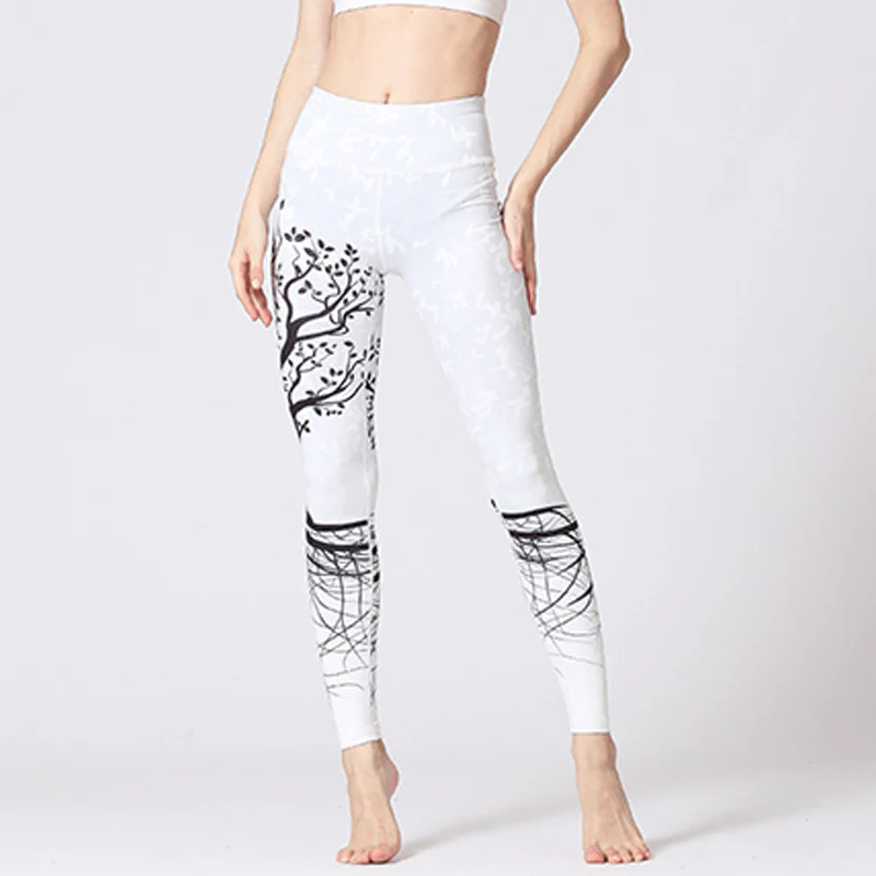 Pantaloni da yoga con stampa Buddha Stones Lines Weeds Sakura Flowers Black Tree, sportivi, fitness, yoga, leggings, pantaloni da yoga da donna - Image 33