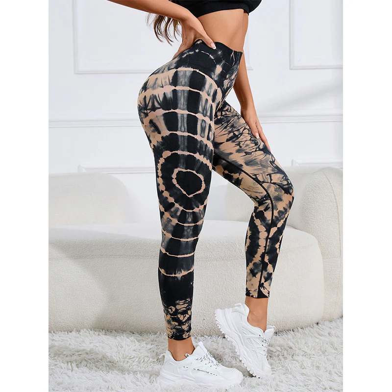 Pantaloni da yoga con stampa tie-dye e pietre Buddha Stones , sportivi, fitness, yoga, leggings a vita alta, pantaloni da yoga da donna - Image 4